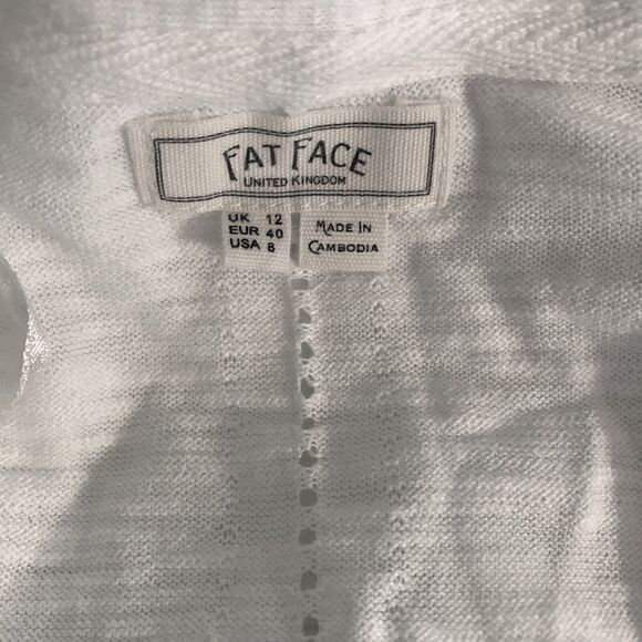 FAT FACE DARCEY Cardigan Sweater Light Weight 100% Cotton Pure WHITE Sz 8 NWT - Picture 8 of 14